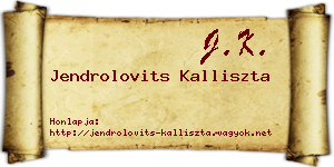 Jendrolovits Kalliszta névjegykártya